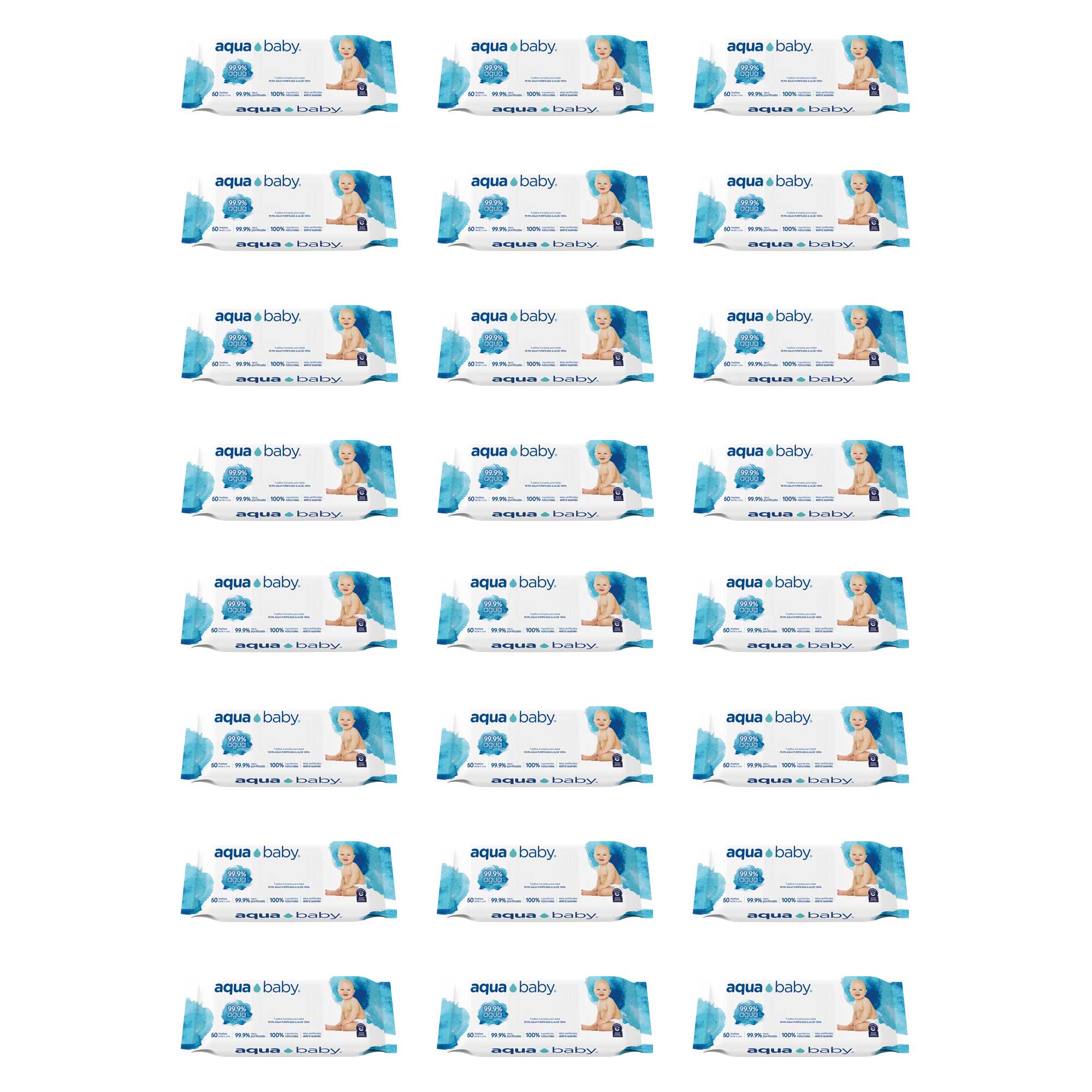 Aqua Baby 24 Bolsas de 60 Toallitas Húmedas