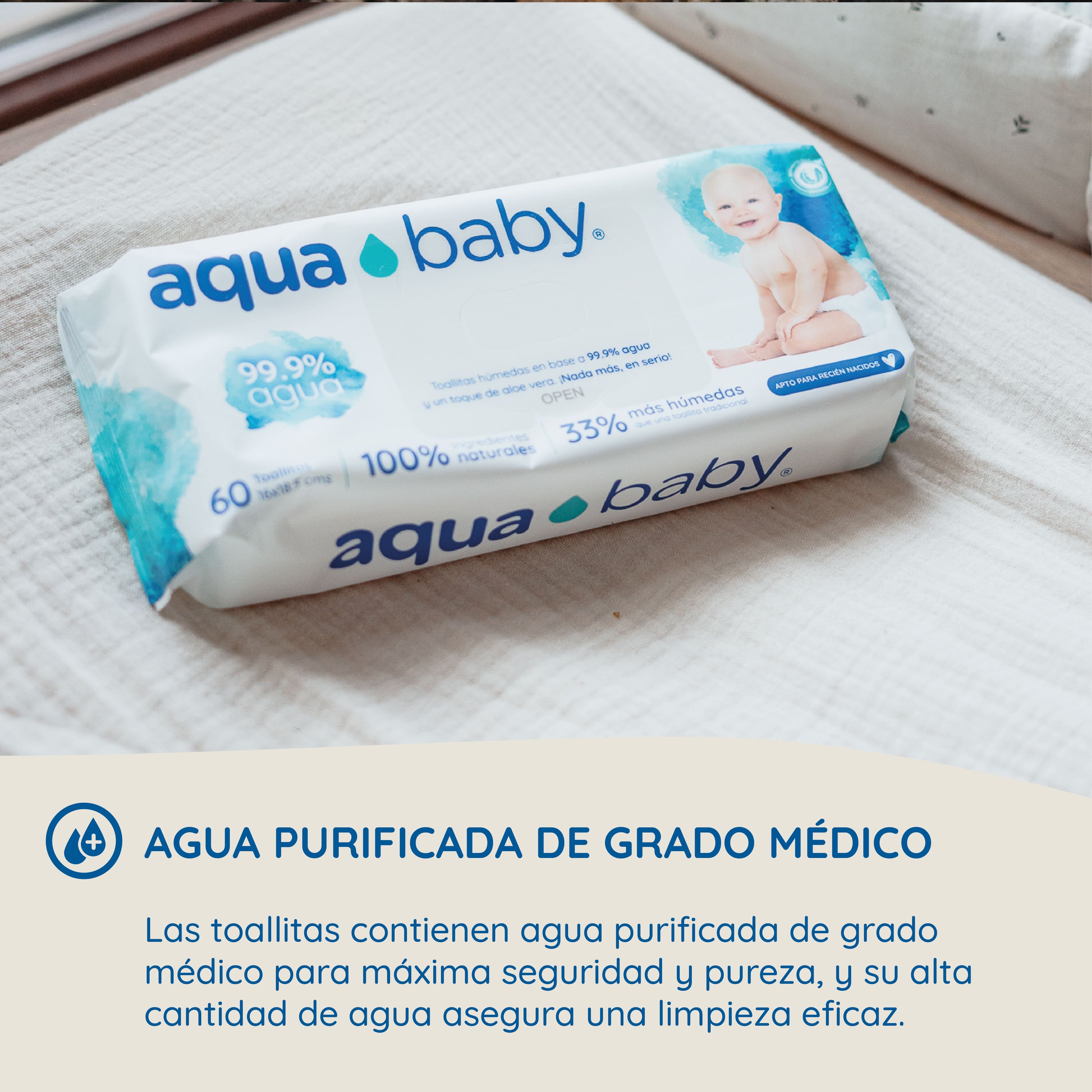 Aqua Baby 4 Bolsas de 60 Toallitas Húmedas