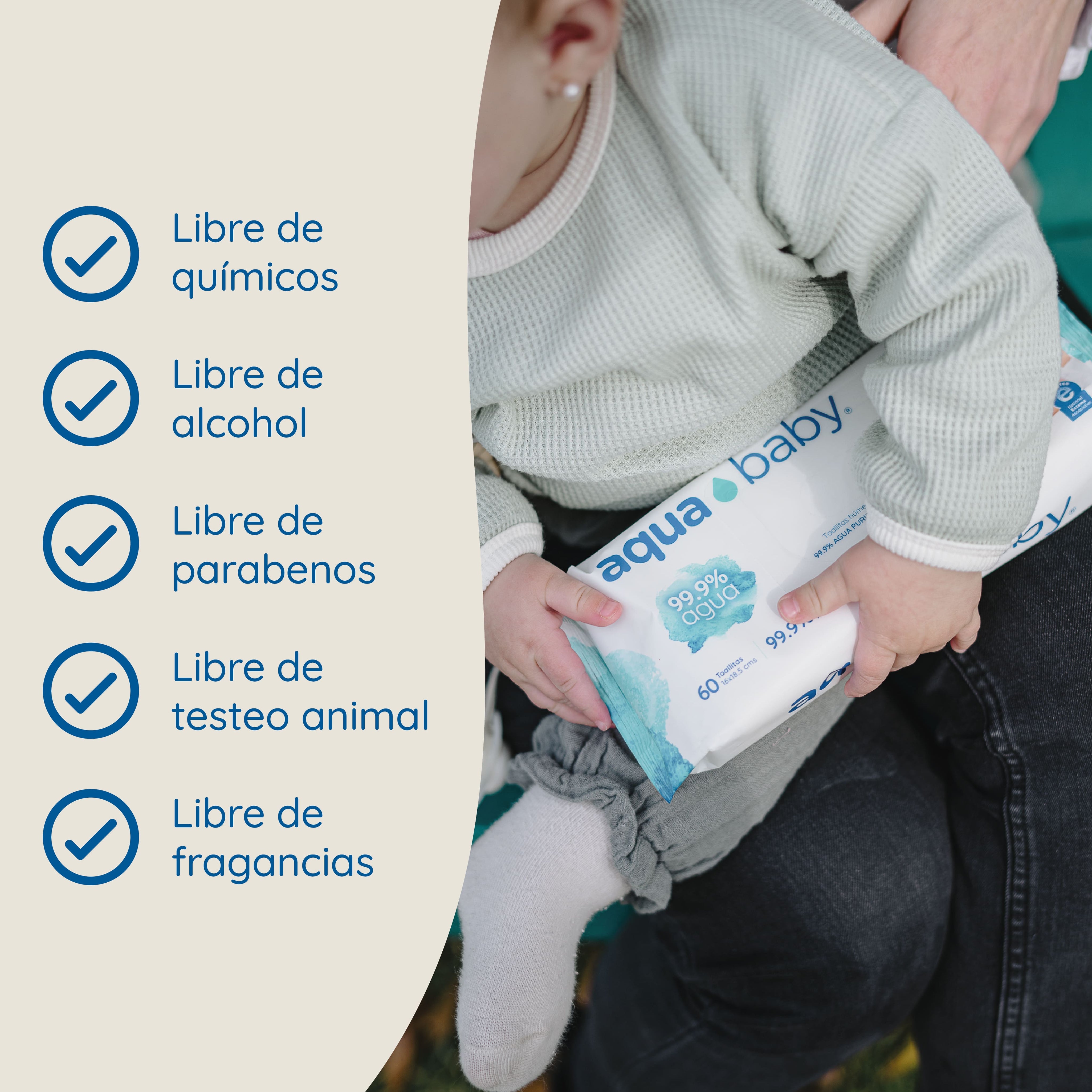 Aqua Baby 4 Bolsas de 60 Toallitas Húmedas